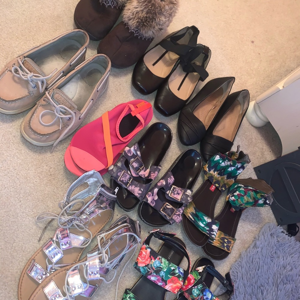 various shoes slightly worn or never worn at all